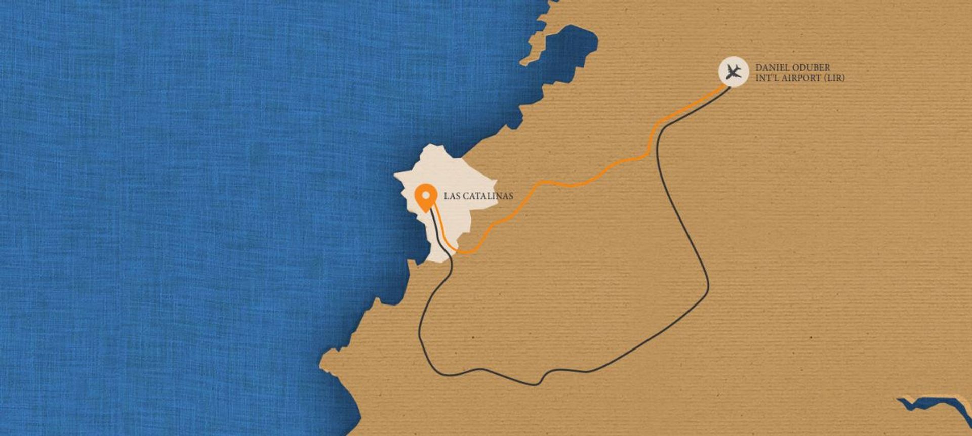 Las Catalinas Guanacaste condo for sale map airport to las catalinas