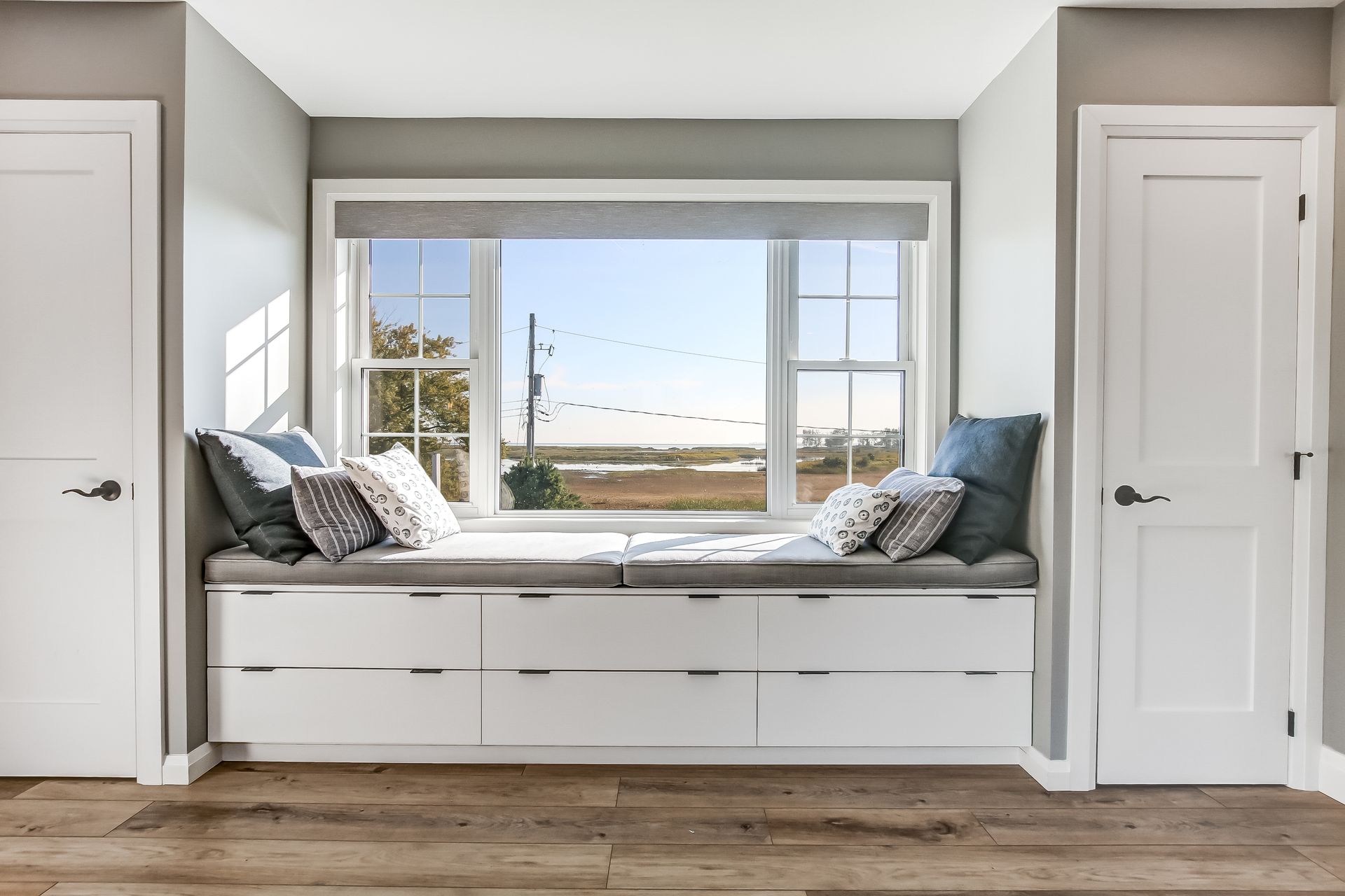 Primary bedroom with window to the east and 2 closets at 86 Old Cut Boulevard, Long Point Cottage Community, Long Point Primary bedroom with window to the east and 2 closets at 86 Old Cut Boulevard, Long Point Cottage Community, Long Point