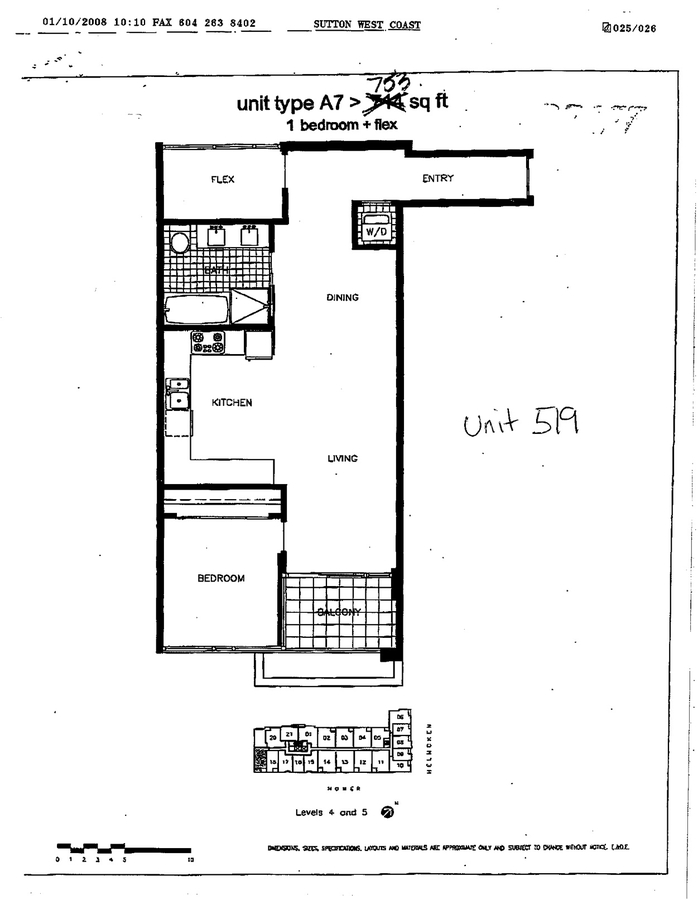 Floorplan at 519 - 1133 Homer, Yaletown, Vancouver West Floorplan at 519 - 1133 Homer, Yaletown, Vancouver West