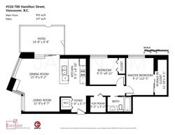 Floor plan at 318 - 788 Hamilton St, Downtown VW, Vancouver West