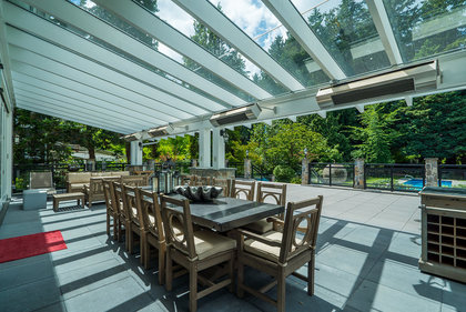 Covered patio with built-in heaters and BBQ at 6389 Elm Street, Kerrisdale, Vancouver West