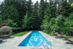 Outdoor Versace lap pool at 6389 Elm Street, Kerrisdale, Vancouver West