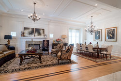 Living room with sided fireplace at 6389 Elm Street, Kerrisdale, Vancouver West