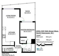 floorplan at 404 - 1201 West 16th, Pemberton NV, North Vancouver