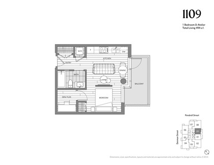 1-bed-and-atelier at 1770 Pendrell, Downtown VW, Vancouver West