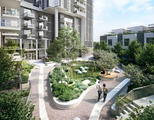 502-3430 E Kent Avenue South - Courtyard at 502 - 3430 E Kent Avenue South, South Marine, Vancouver East 502-3430 E Kent Avenue South - Courtyard at 502 - 3430 E Kent Avenue South, South Marine, Vancouver East