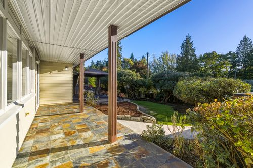 Rear Patio at 715 Kilkeel Place, Delbrook, North Vancouver