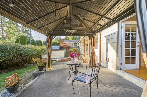 Rear Deck off Kitchen at 715 Kilkeel Place, Delbrook, North Vancouver