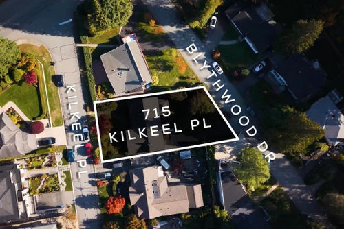 Aerial lot overlay at 715 Kilkeel Place, Delbrook, North Vancouver