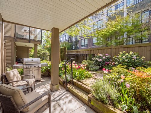 Patio - AI Staged at 110 - 9399 Tomicki Avenue, West Cambie, Richmond
