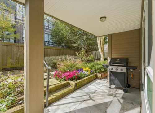 Patio - AI Staged at 110 - 9399 Tomicki Avenue, West Cambie, Richmond