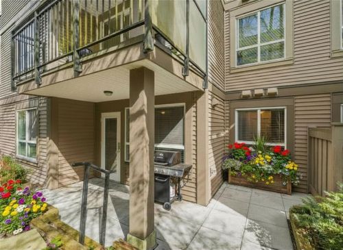 Patio - AI Staged at 110 - 9399 Tomicki Avenue, West Cambie, Richmond