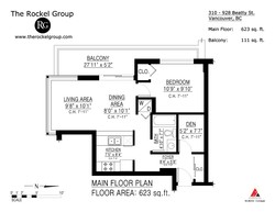 Floor plan at 310 - 928 Beatty Street, Yaletown, Vancouver West