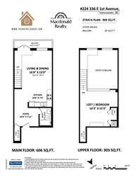 Floor plan at 224 - 336 East 1st Avenue, Strathcona, Vancouver East