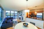 Open dining and living room at 501 - 306 Sixth Street, Uptown NW, New Westminster