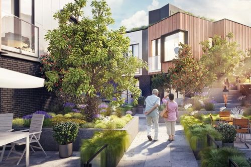 eight-courtyard at 3155 Canfield Crescent, Edgemont, North Vancouver