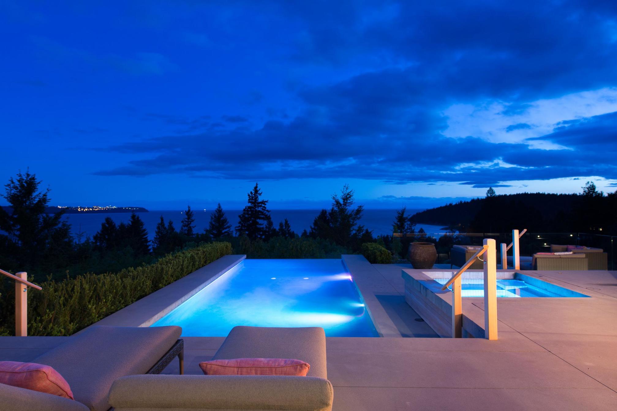 Swimming Pool and Hot Tub Area at 4112 Burkehill Road, Bayridge, West Vancouver