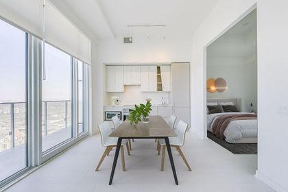 Living Space - VIRTUALLY STAGED - 6015-3883 Quartz Rd., Mississauga at 6015 - 3883 Quartz Road, City Centre, Mississauga