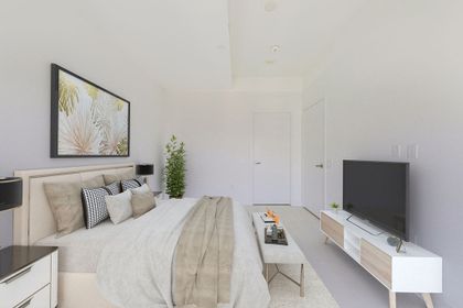 Primary Bedroom - VIRTUALLY STAGED - 6015-3883 Quartz Rd., Mississauga at 6015 - 3883 Quartz Road, City Centre, Mississauga