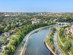 730-echo-drone-looking-down-canal-south at 730 Echo Drive, Old Ottawa South, Ottawa
