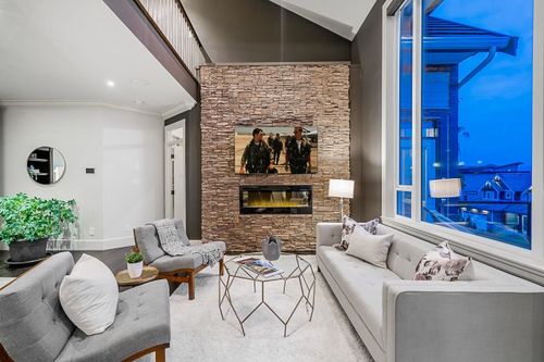 Living Room with Fireplace at 2672 Platinum Lane, Abbotsford East, Abbotsford Living Room with Fireplace at 2672 Platinum Lane, Abbotsford East, Abbotsford