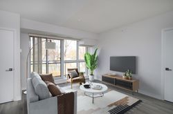 Living Room Virtually Staged at 212 - 1 Falaise Road, West Hill, Toronto