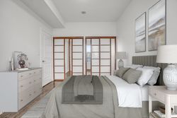Primary Bedroom Virtually Staged at 520 - 277 South Park Road, Commerce Valley, Markham