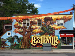 Leslieville Mural at 21 Berkshire Avenue, South Riverdale, Toronto