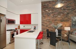 Kitchen & Dining Room at Ph15 - 88 Colgate Avenue, South Riverdale, Toronto