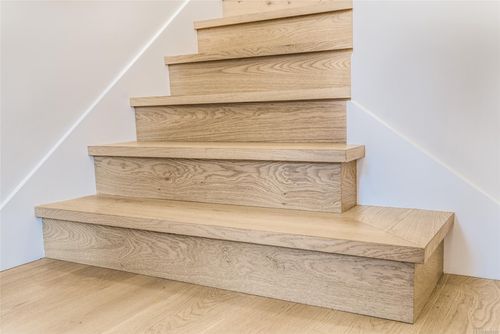 Wood Staircase to Upper Bedroom / bath at 513 Hole-in-one Drive, Qualicum Beach, BC, Islands-Van. & Gulf