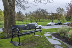 Sit on a specially donated bench overlooking the tranquil gardens at the entrance to Marguerite House at 708 - 4685 Valley Drive, Quilchena, Vancouver West