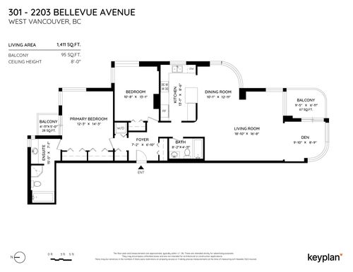 Floor Plan by Keyplan at 301 - 2203 Bellevue Avenue, Dundarave, West Vancouver
