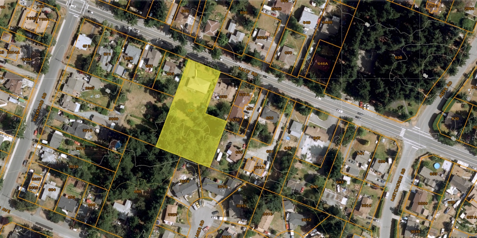 Satellite View at 661 Kelly Road, Hatley Park, Colwood
