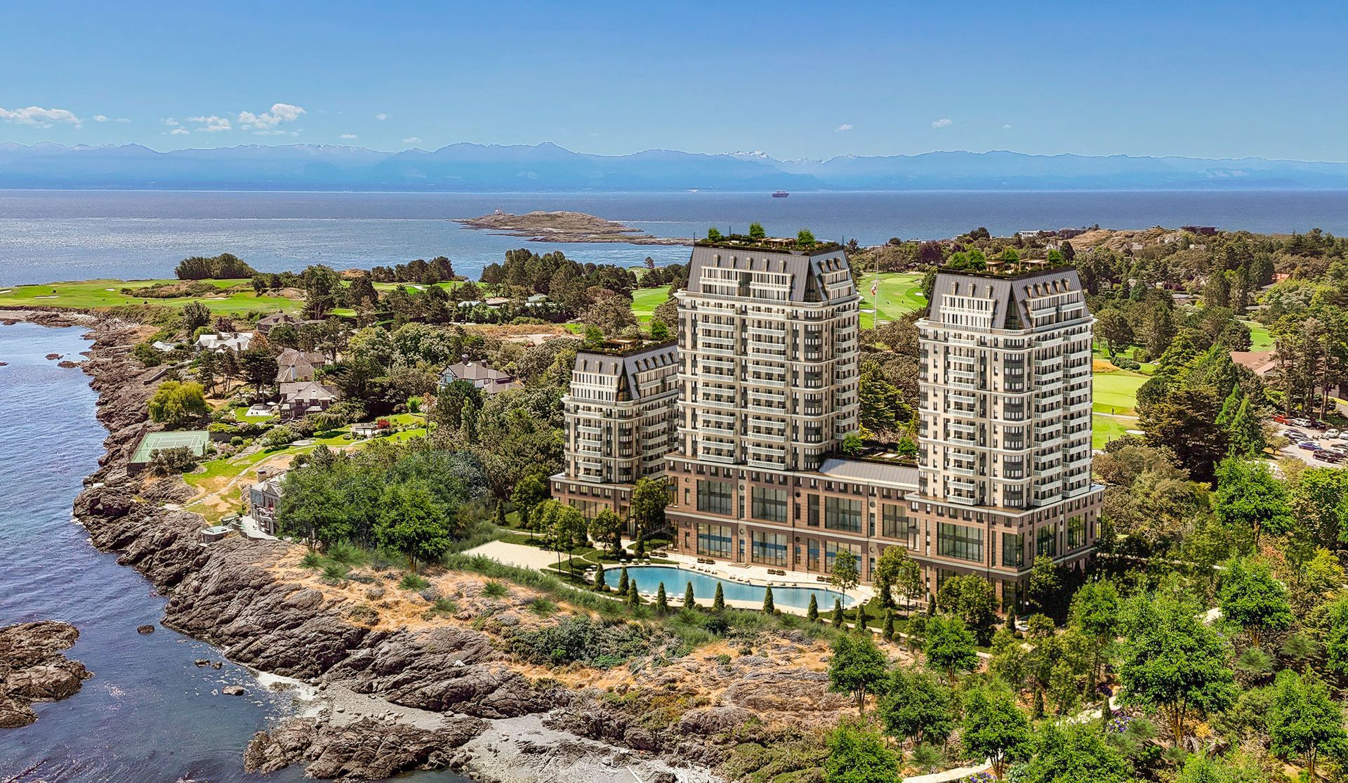 *Development concept rendering only* at 1069 & 1101 Beach Drive, South Oak Bay, Oak Bay