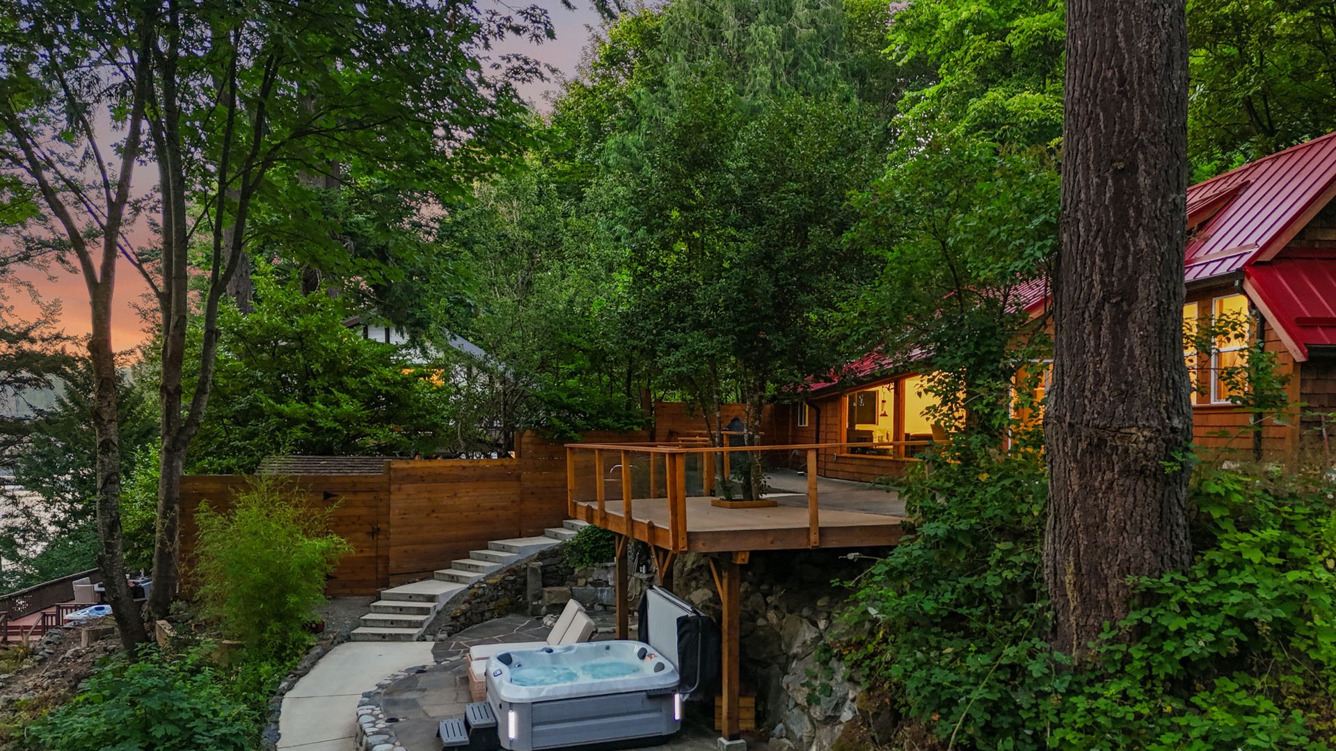 Relax under the stars in your ocean view hot tub at 1709 Falcon Heights Road, Goldstream, Langford