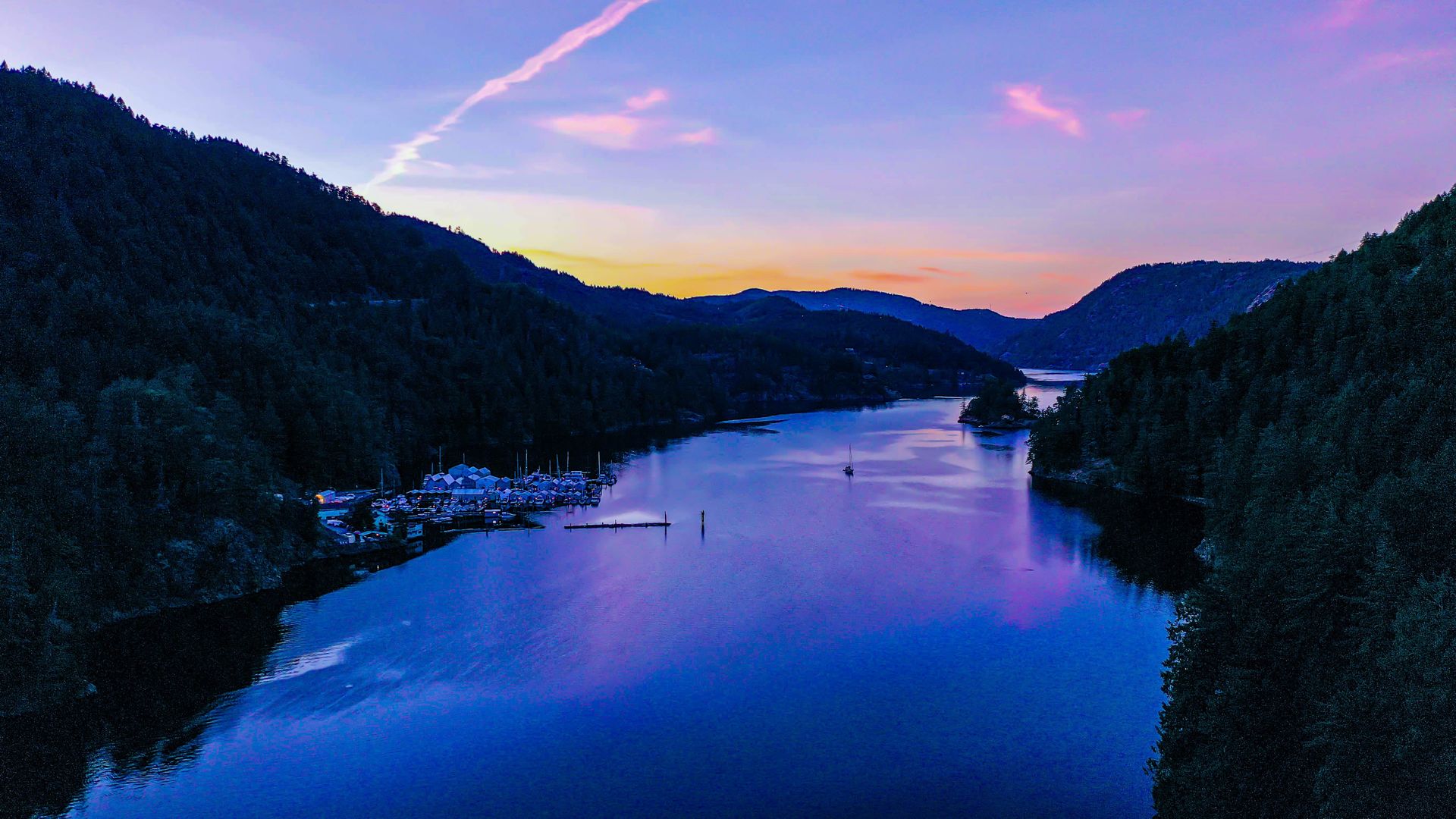 Twilight on the Saanich Inlet at 1709 Falcon Heights Road, Goldstream, Langford