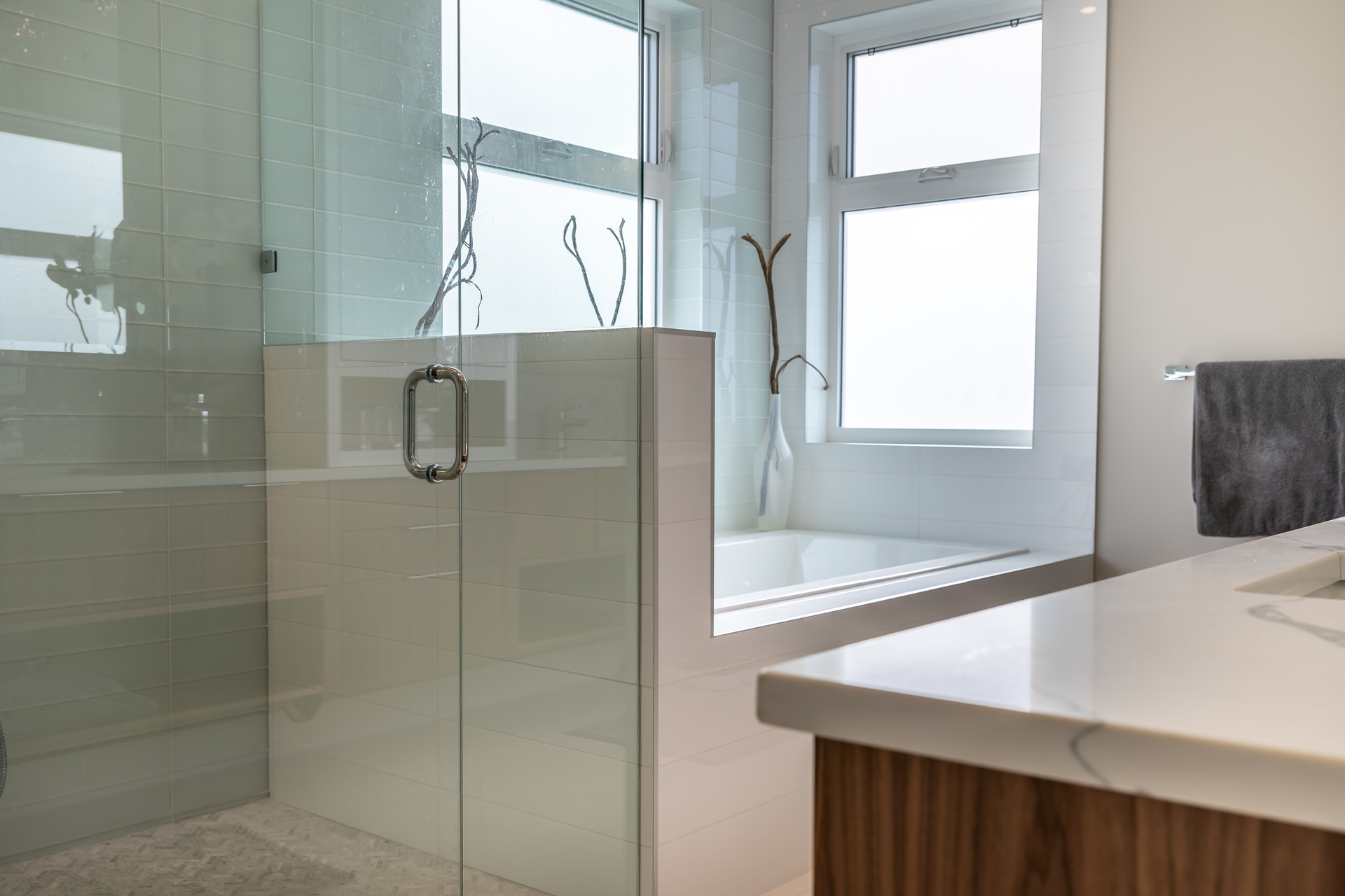 Glassed & Tile Shower at 5100 & 5101 Jagtar's Way, Prospect Lake, Saanich West Glassed & Tile Shower at 5100 & 5101 Jagtar's Way, Prospect Lake, Saanich West