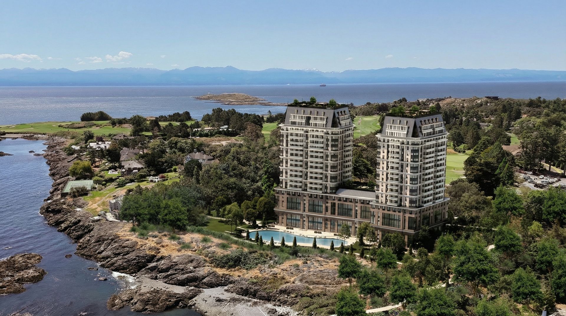 *Development concept rendering only* at 1069 & 1101 Beach Drive, South Oak Bay, Oak Bay