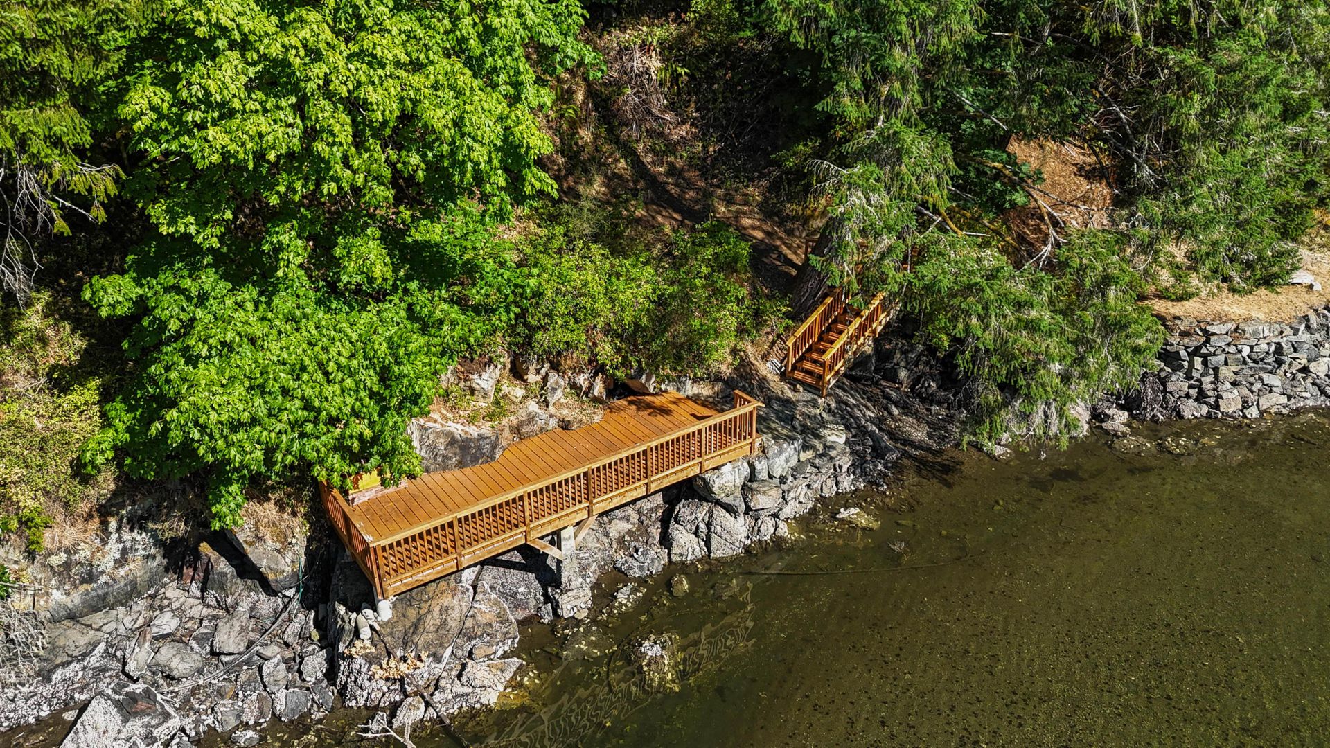 Newly rebuilt waterfront deck at 1709 Falcon Heights Road, Goldstream, Langford