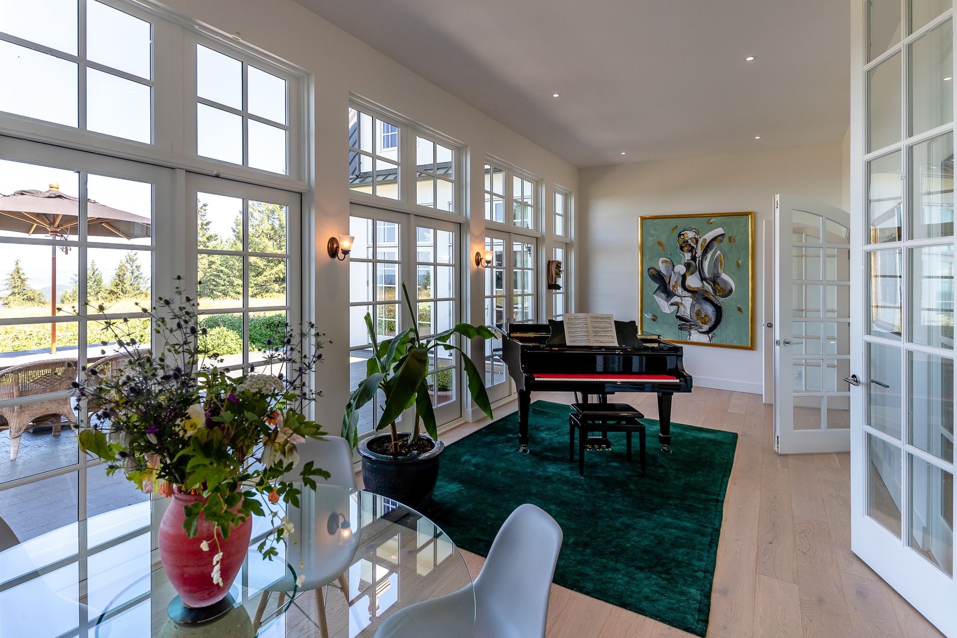 Views of the central courtyard at 377 Seymour Heights, Salt Spring, Gulf Islands