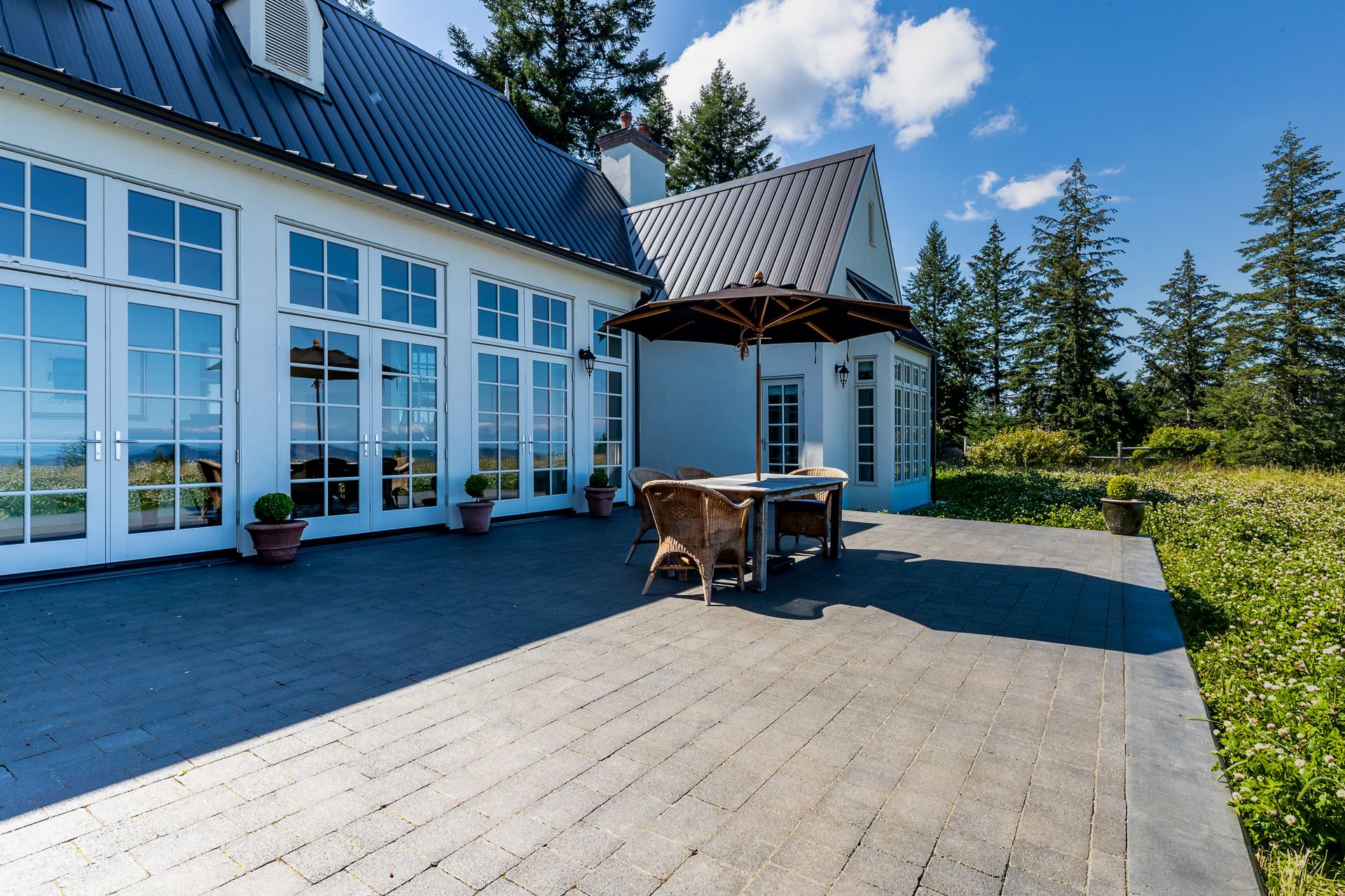 East side patio/courtyard at 377 Seymour Heights, Salt Spring, Gulf Islands
