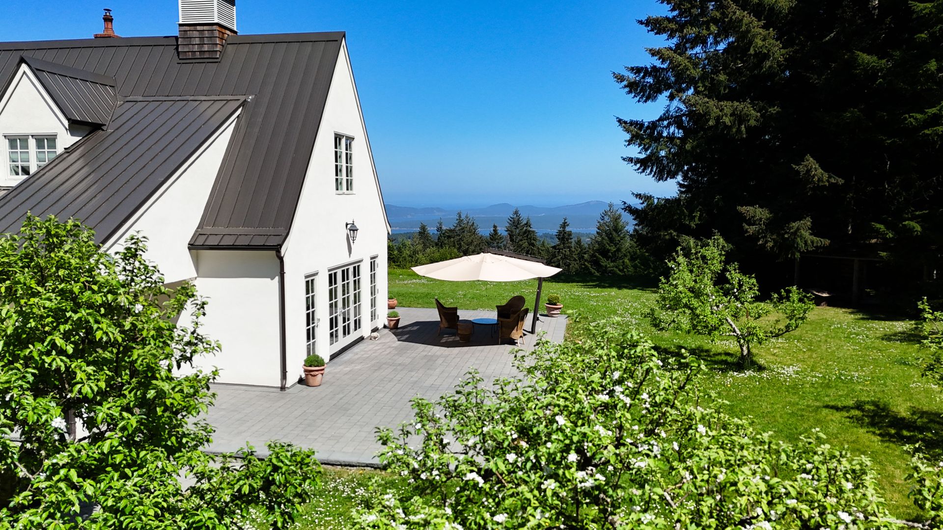 Southern patio at 377 Seymour Heights, Salt Spring, Gulf Islands