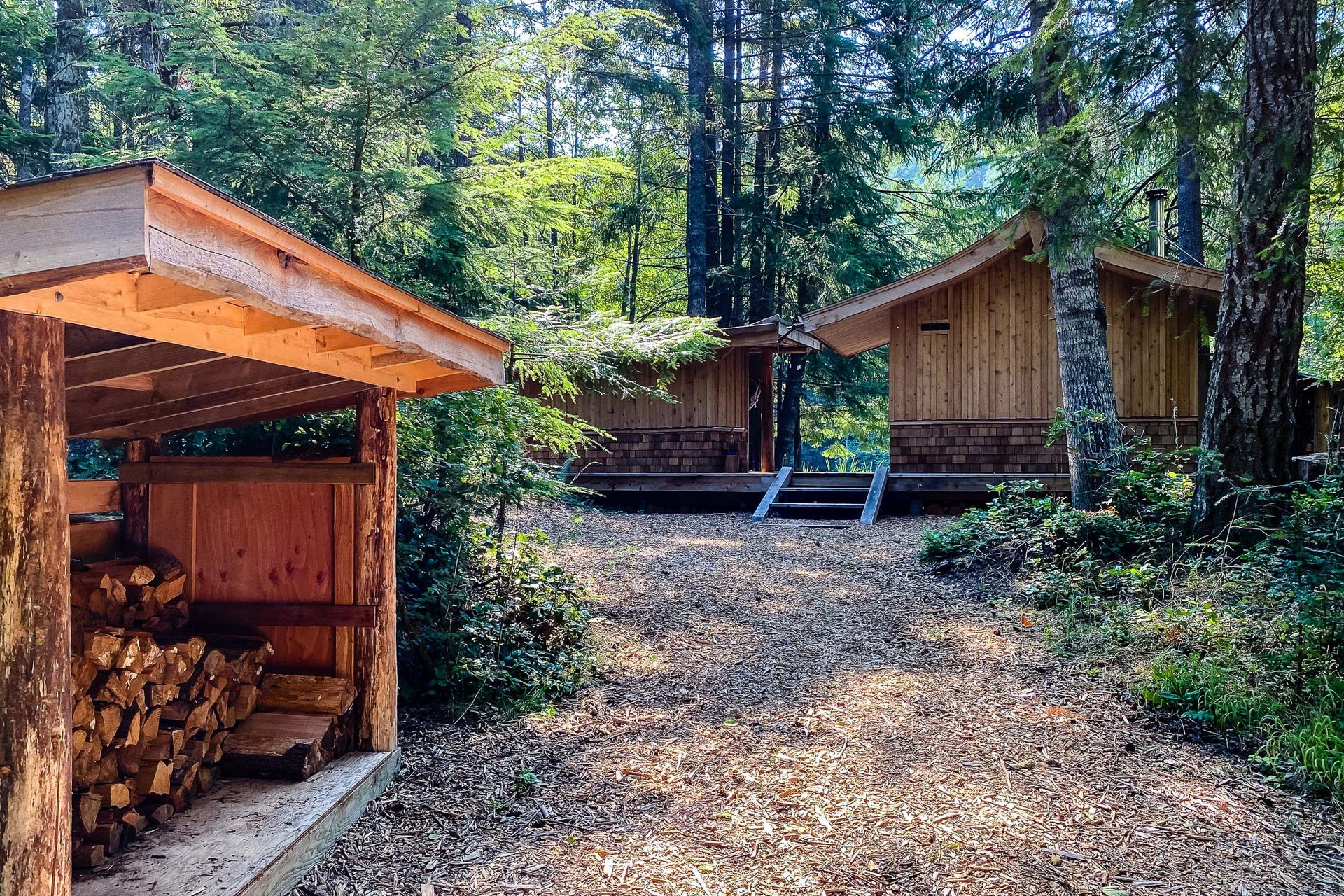 Firewood shelter at the sauna at 377 Seymour Heights, Salt Spring, Gulf Islands