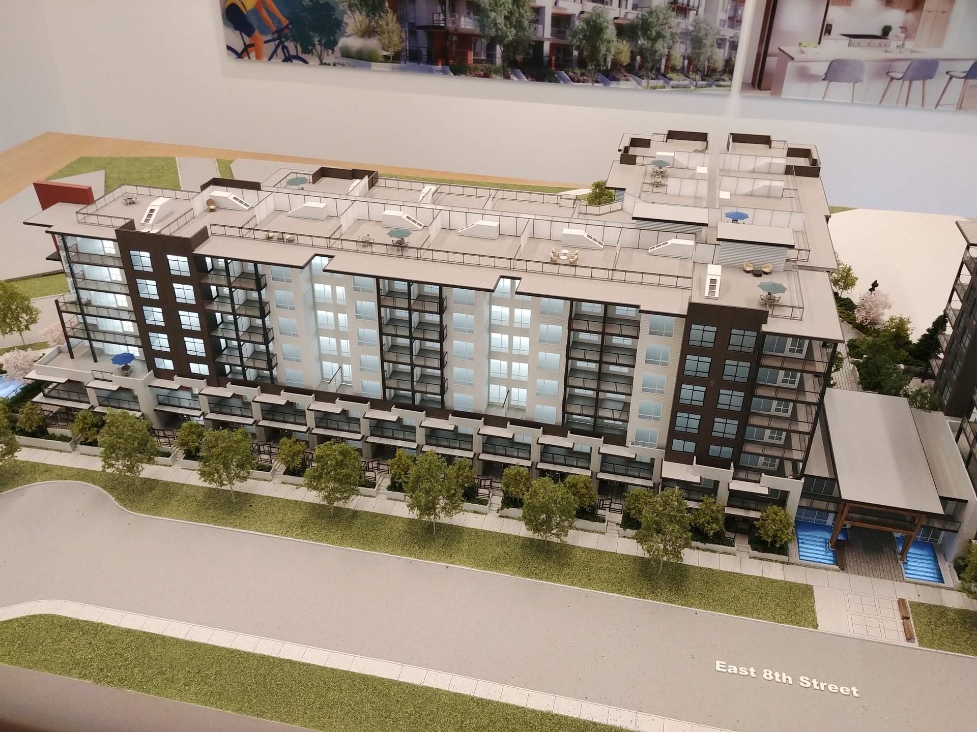 crest-building-model-southern-facade at 150 East 8th Street, Lower Lonsdale, North Vancouver crest-building-model-southern-facade at 150 East 8th Street, Lower Lonsdale, North Vancouver