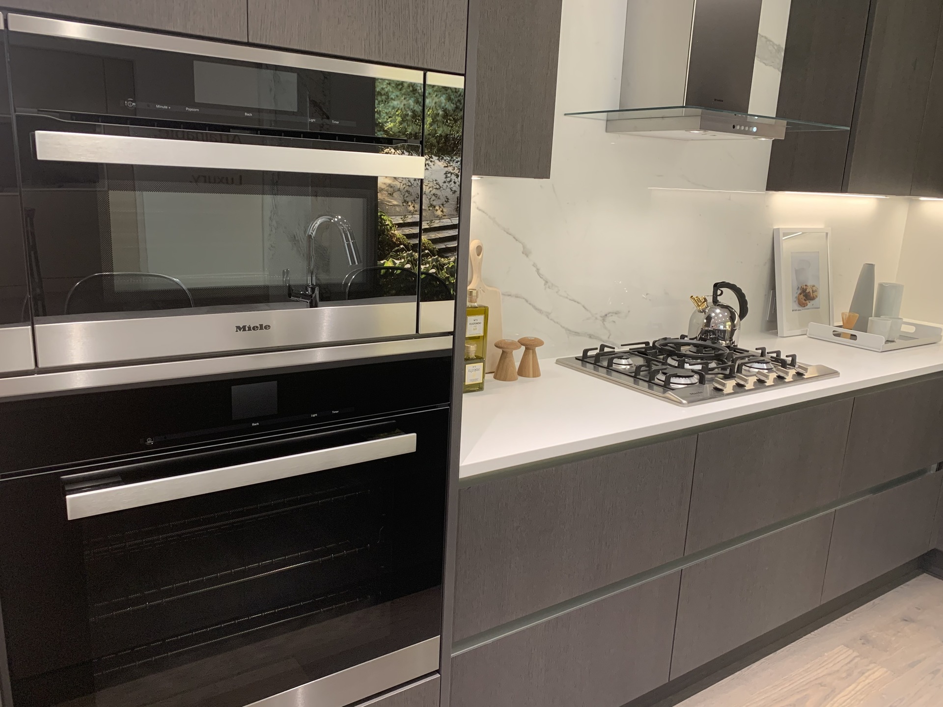 Voyce display kitchen with Miele speed and convection ovens at 5168 Cambie Street, Cambie, Vancouver West Voyce display kitchen with Miele speed and convection ovens at 5168 Cambie Street, Cambie, Vancouver West