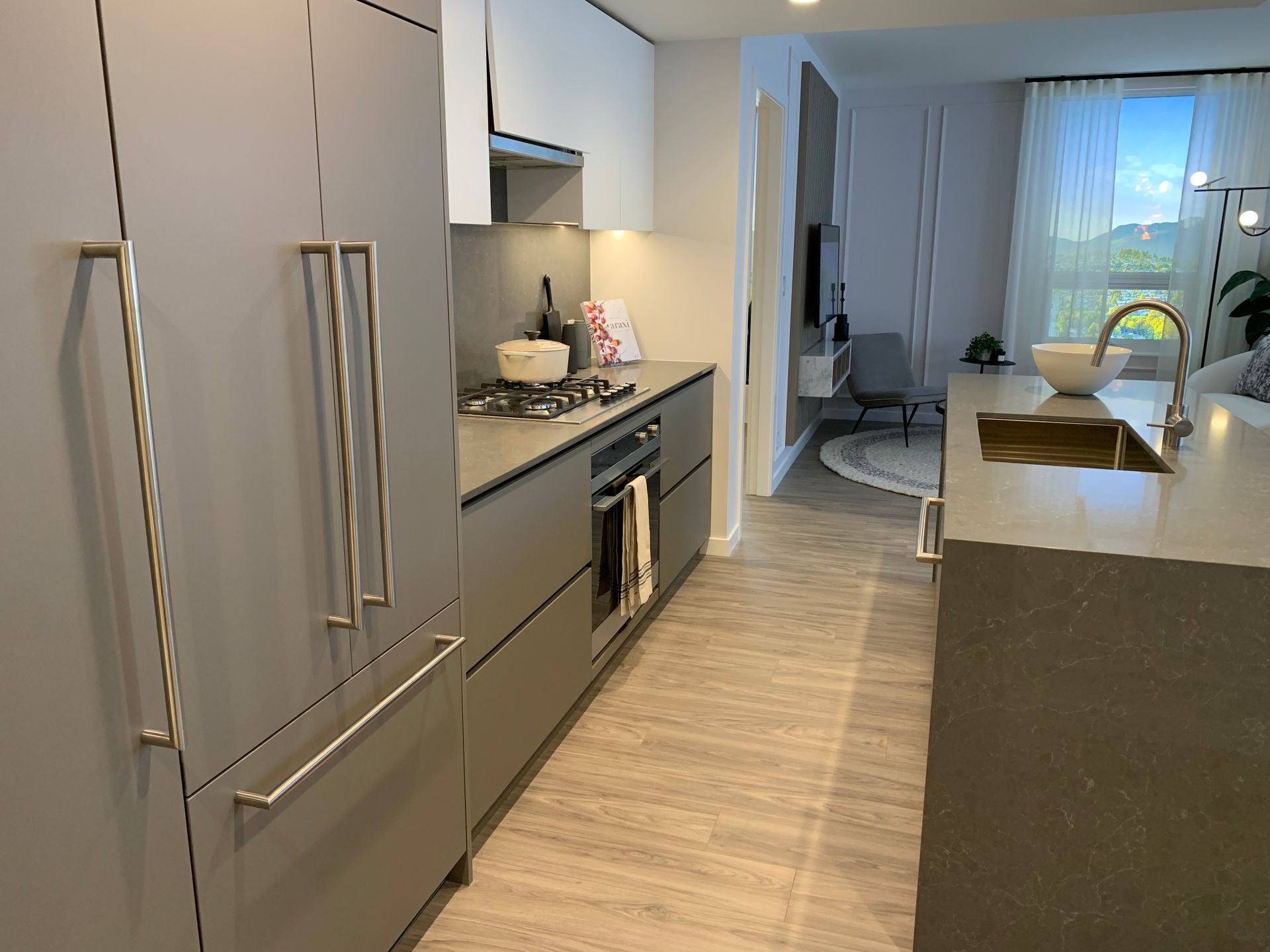 Slate 2 bed kitchen in dark colour scheme at 5180 Lougheed Highway, Brentwood Park, Burnaby North Slate 2 bed kitchen in dark colour scheme at 5180 Lougheed Highway, Brentwood Park, Burnaby North