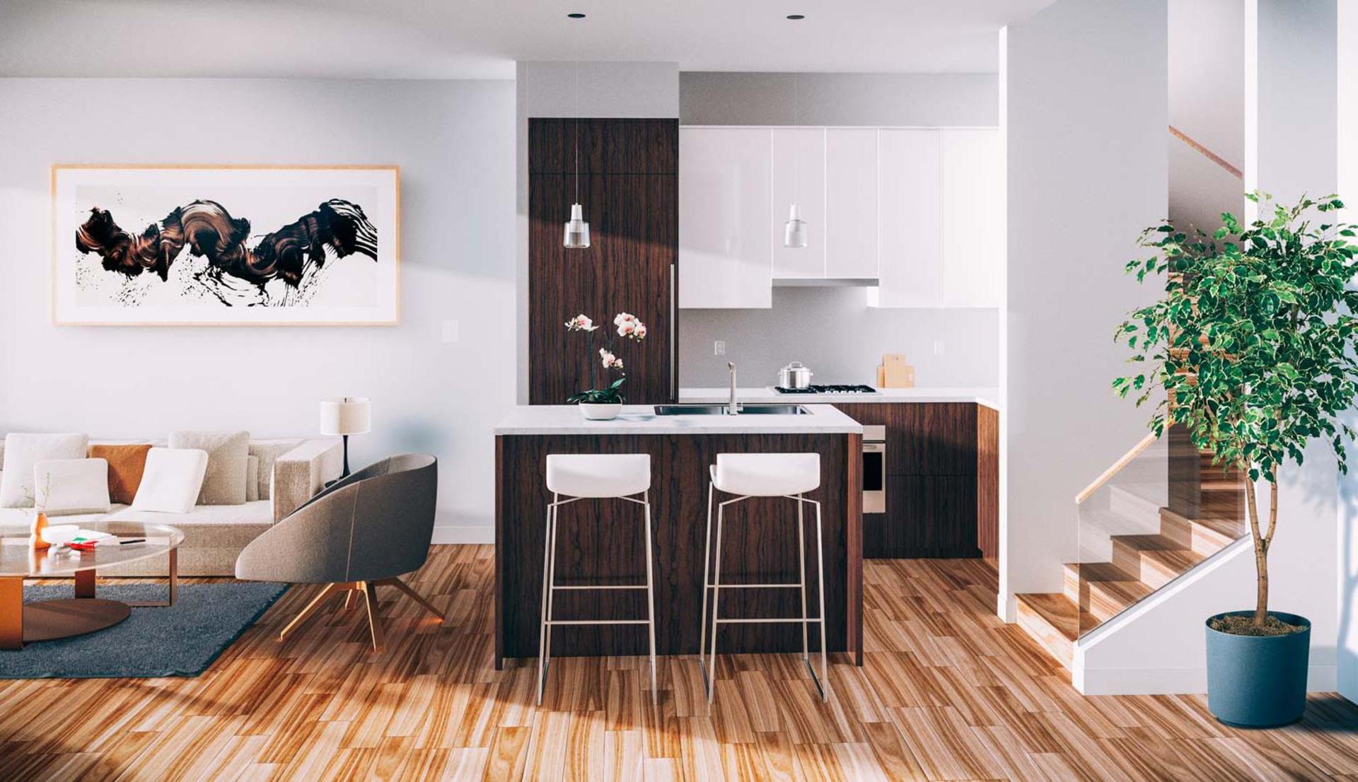 Synchro-kitchen-living-area at 379 E , Mount Pleasant VE, Vancouver East Synchro-kitchen-living-area at 379 E , Mount Pleasant VE, Vancouver East