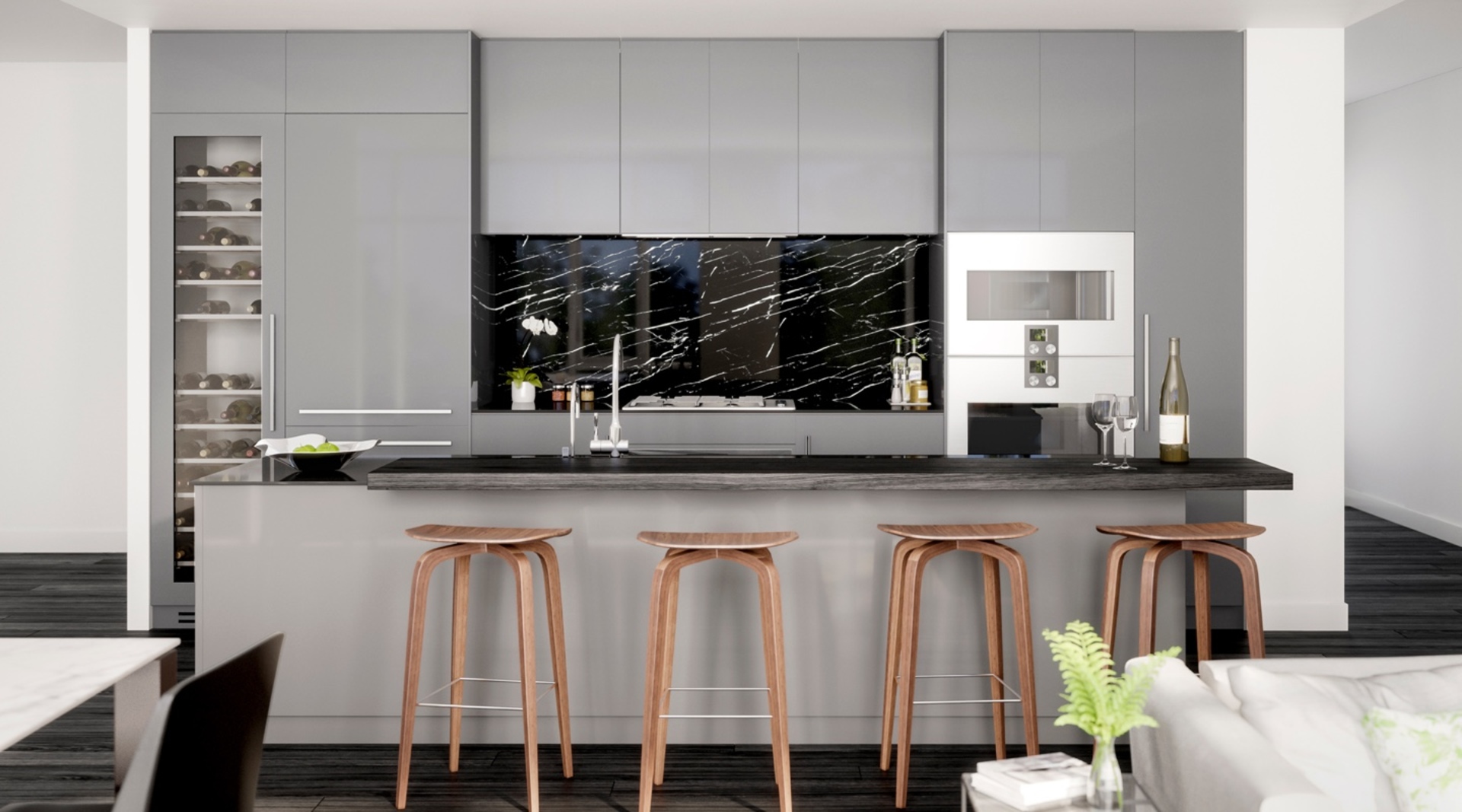 Belpark Kitchen Dark Colour Scheme at 375 West 59th Avenue, South Cambie, Vancouver West Belpark Kitchen Dark Colour Scheme at 375 West 59th Avenue, South Cambie, Vancouver West