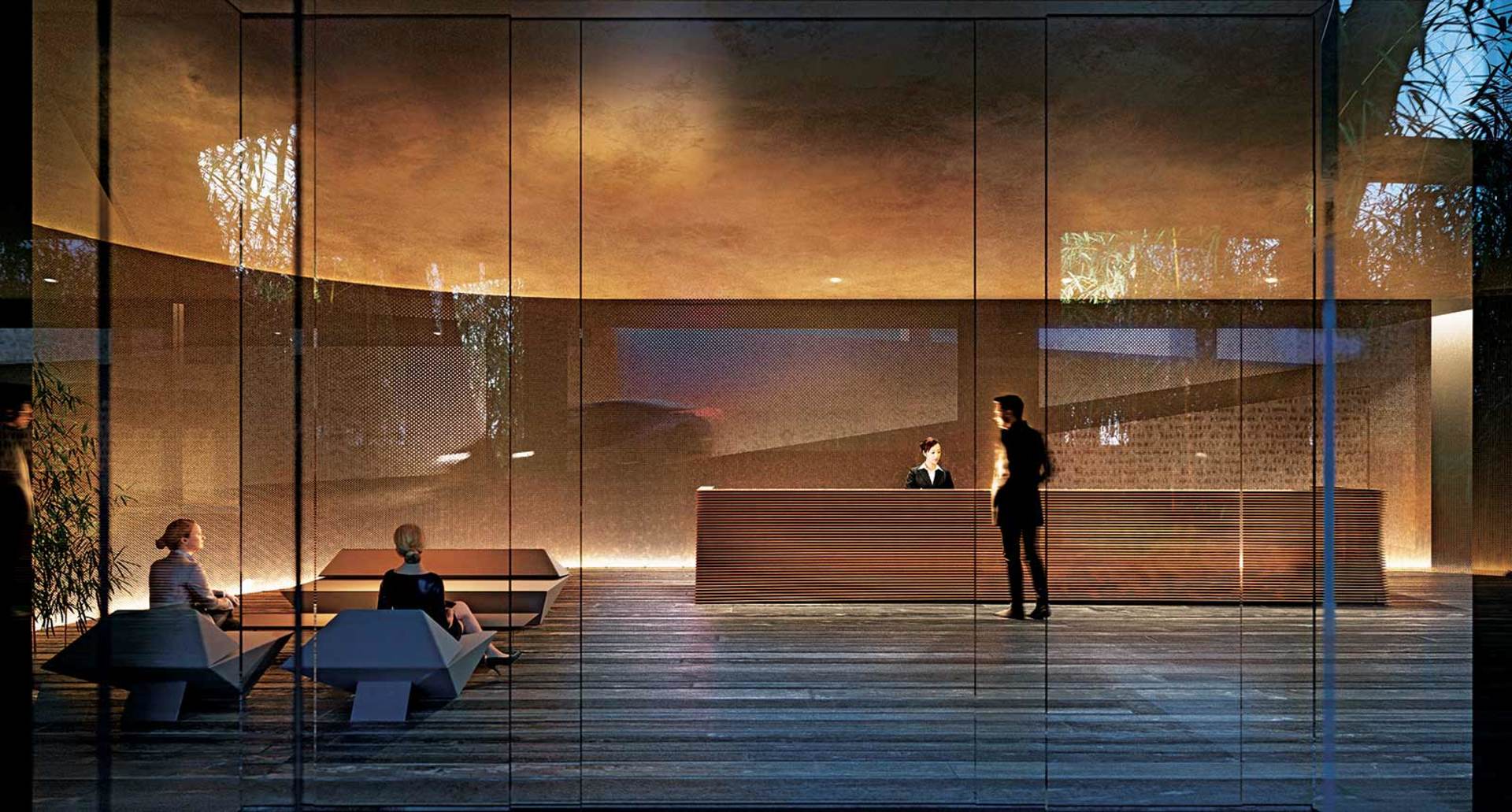 Alberni lobby at night at 1550 Albernie Street, West End VW, Vancouver West Alberni lobby at night at 1550 Albernie Street, West End VW, Vancouver West