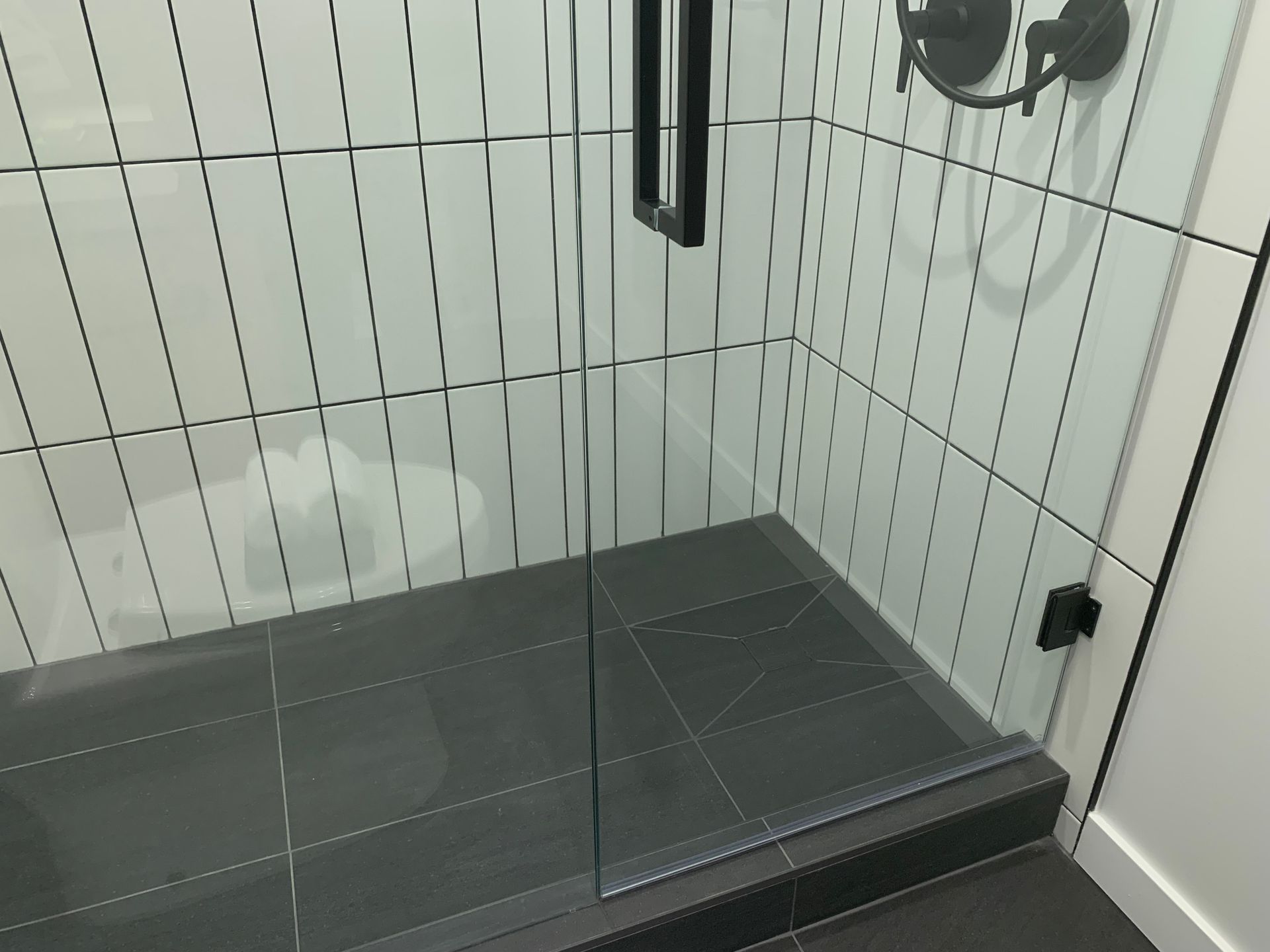 tiled walk-in shower at 155 E 37 Avenue, Main, Vancouver East tiled walk-in shower at 155 E 37 Avenue, Main, Vancouver East